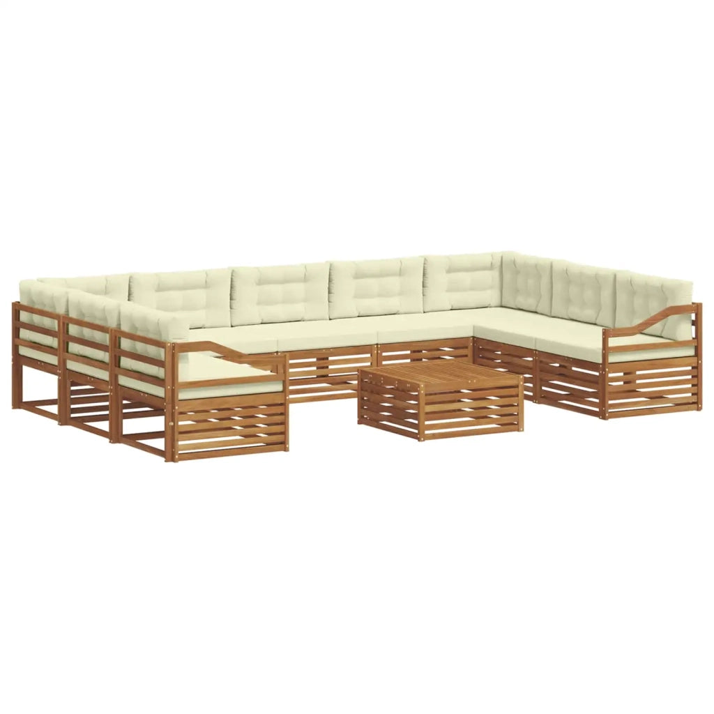 Set di divani da esterno con cuscino 10 pcs Naturale e Crema