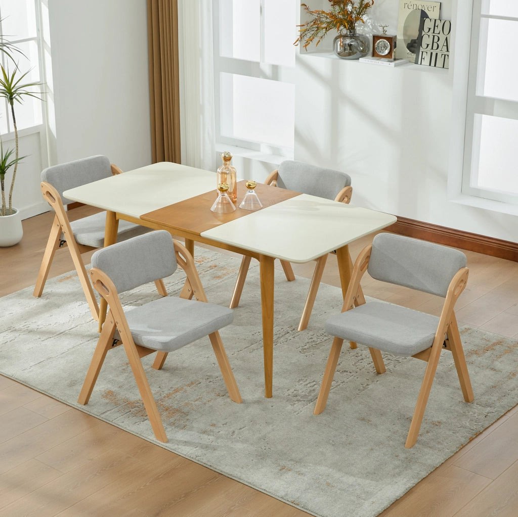 Sedia pieghevole imbottita con seduta sfoderabile in legno grigio