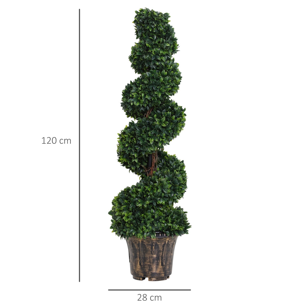 Set 2 Piante Artificiali Bosso a Spirale con Vaso ¨C Zephmum ¨C Verde ?32x120 cm