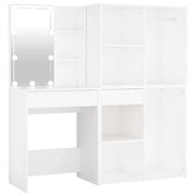 Tavolo da toeletta a LED con 2 armadietti 60 x 40 x 140 cm legno ingegnerizzato bianco 02_0006304