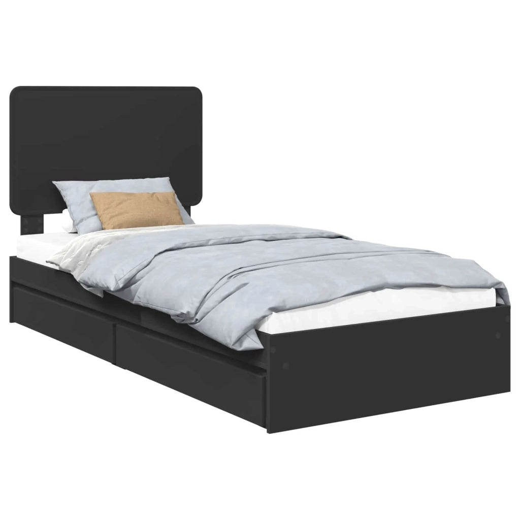 Letto con Contenitore Nero 90 x 190 cm Legno multistrato 3412729