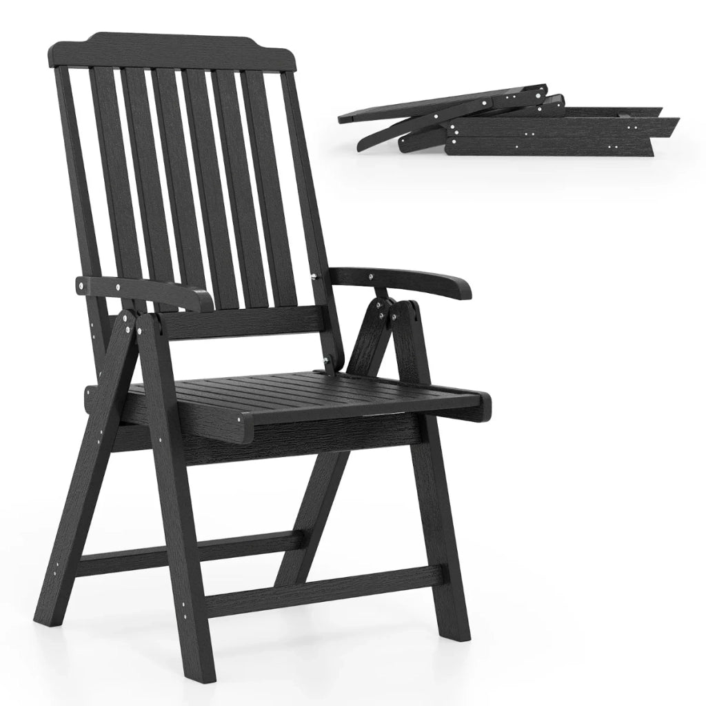 Sedia da giardino pieghevole 55 x 63 x 101 cm comfort ergonomico design elegante in HDPE nero 20_0011168