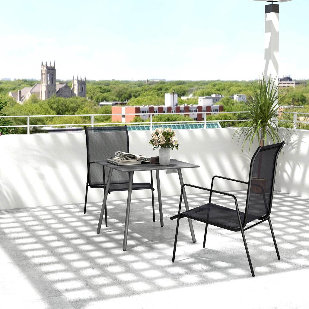 Tavolo da giardino in acciaio 80 x 80 x 74 cm Tavolo da buffet impermeabile con struttura in acciaio; tavolo antiscivolo da campeggio Tavolo con balcone per 4 persone Tavolo da patio Tavolo da pranzo all'aperto per giardino; patio; balcone; grigio