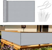 Schermo per balcone, protezione visiva, tenda per balcone, 90 x 600 cm, schermo per vento, opaco, rivestimento per balcone, PES 170 g/m², protezione dal vento e UV, con fissaggi e cavi, grigio chiaro