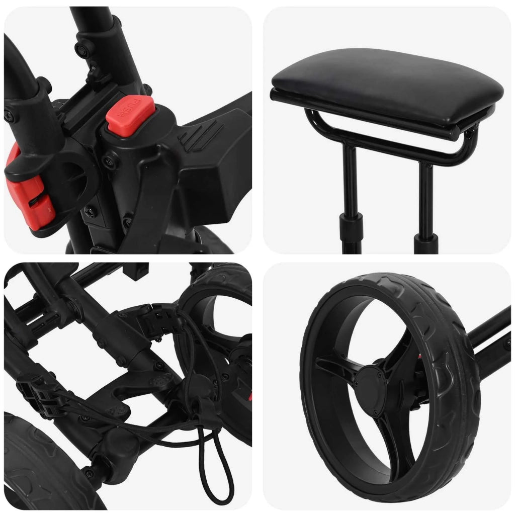 Carrello da golf con sedile Nero Alluminio Pieghevole CFW6376691