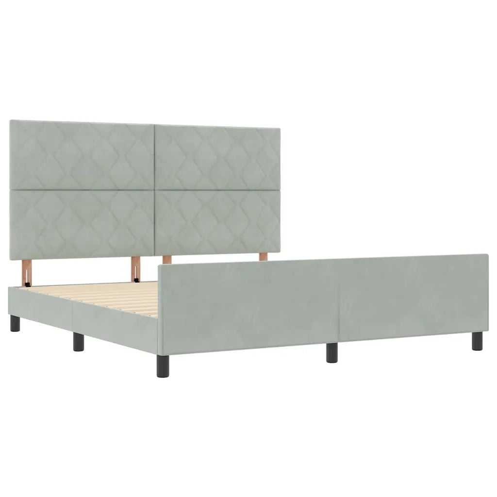 Letto a molle con testiera Grigio chiaro 180 x 200 cm Velluto 3345023