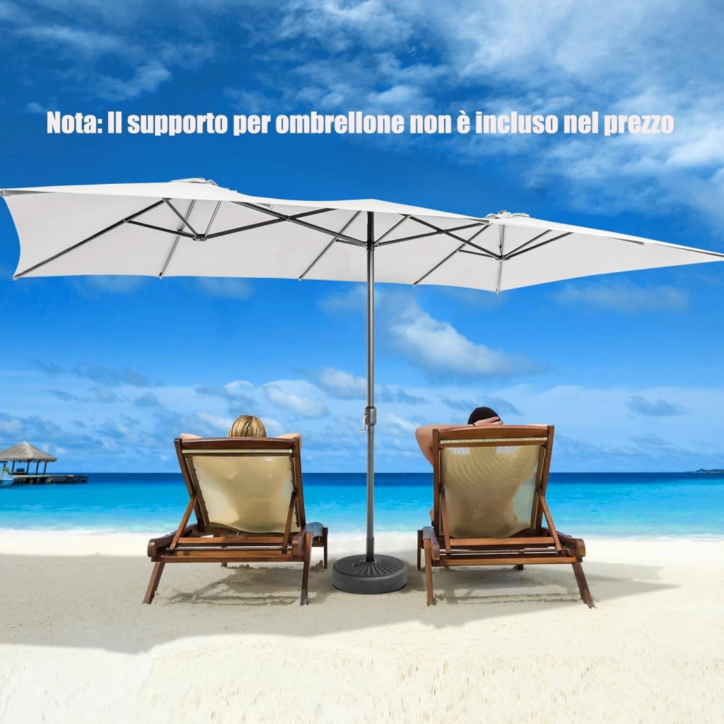 Ombrellone da Giardino Doppio 426 cm, con Manovella e 10 Stecche, Ombrellone Rettangolare Pieghevole, per Giardino Piscina Terrazza, 426 x 265 x 260 cm (Beige)