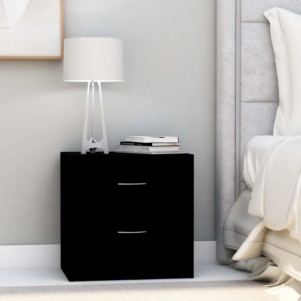 Comodini Neri 2 pz 40x30x40 cm in Legno Multistrato 801038