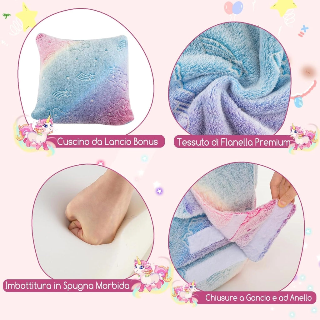 Divano Pieghevole per Bambini, Materasso in Schiuma da Pavimento Luminoso al Buio con Cuscino e Copertura Lavabile in Lavatrice, Letto per Bambina