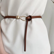 Cintura in pelle per donna, sottile cinturino, chiusura a nodo moda, cinturino per abito, giacca, impermeabile