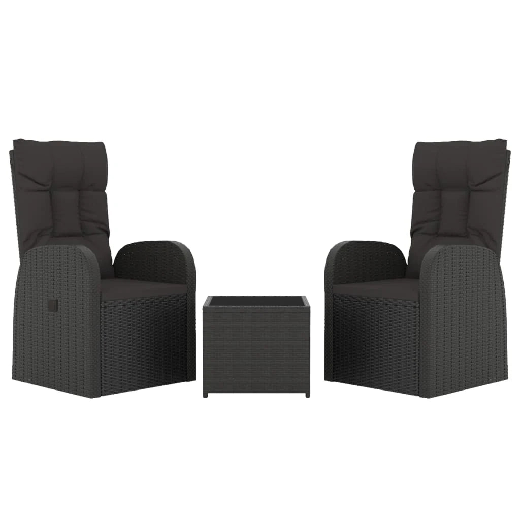 Set di mobili da giardino mobili da esterno set da 3 pezzi polyrattan nero e acciaio 02_0014207