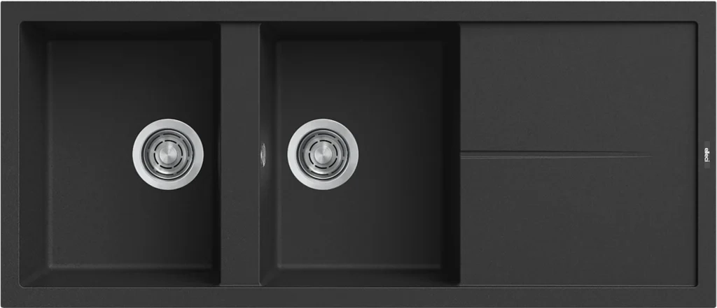 Lavello UNICO 500 116X50 2 vasche + gocciolatoio BLACK 86