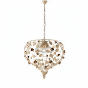 Lampadario Shabby Chic Bella Metallo Avorio Oro 5 Luci E27