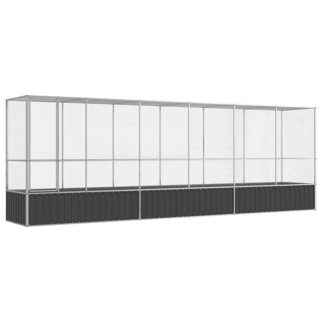 Voliera a gabbia con estensione in argento 626,5 x 107 x 212 cm acciaio argento 02_0045660