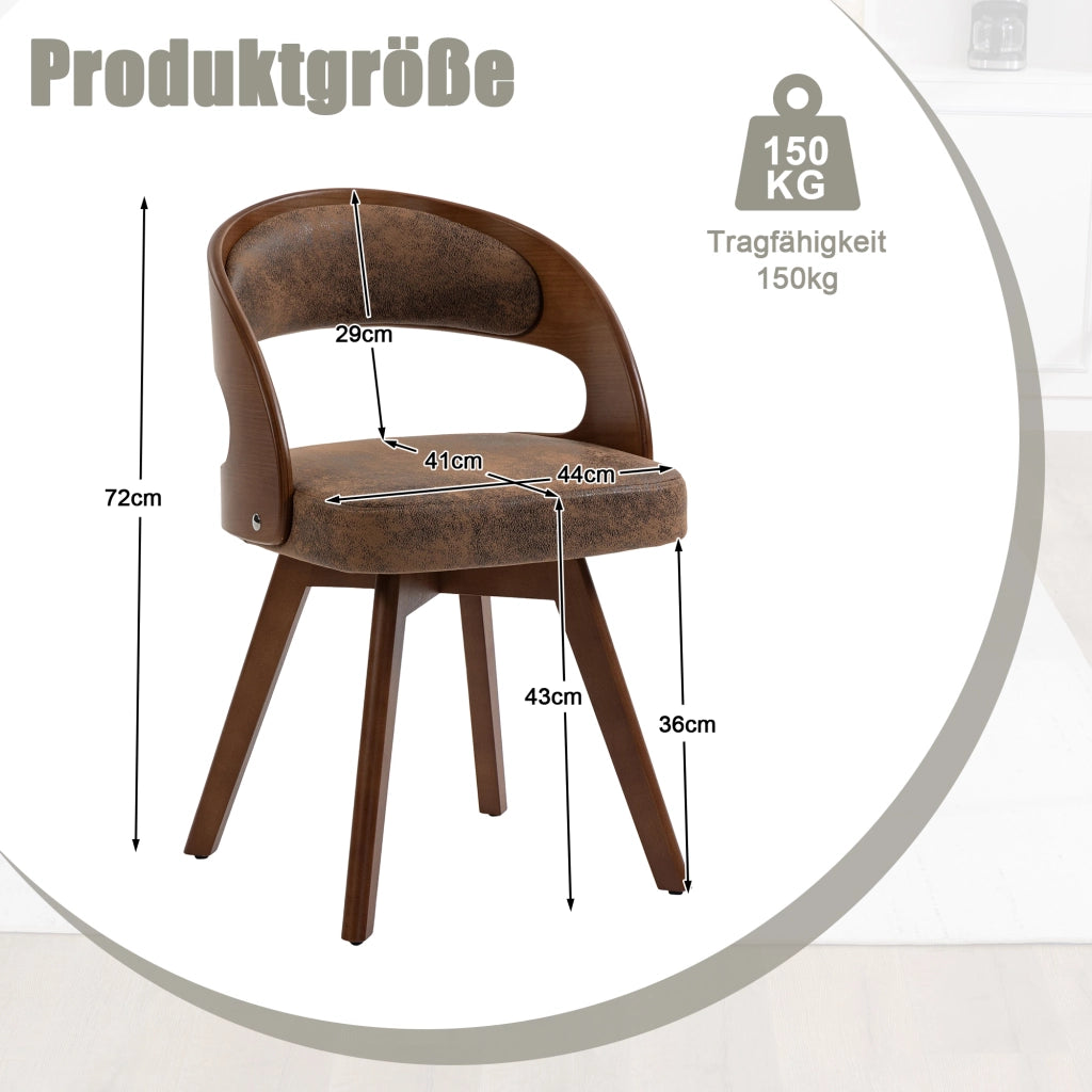 Sedia da Pranzo Girevole in Legno ¨C Xylo ¨C Tessuto Caff¨¨, Schienale Curvo