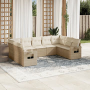 Set Divano da Giardino 9 pz con Cuscini Beige in Polyrattancod mxl 114564