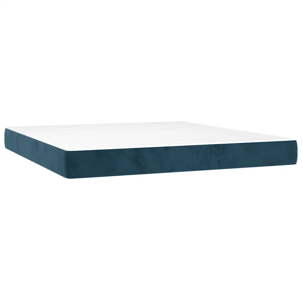 Letto a Molle con Materasso e LED Blu Scuro 160x200 cm