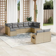 Set Divano da Giardino 9 pz con Cuscini Beige in Polyrattan 3252956