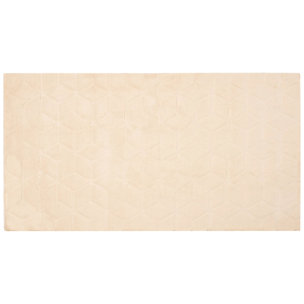 Tappeto in pelliccia di coniglio sintetica beige 80 x 150 cm shaggy ad alto pelo soggiorno camera da letto