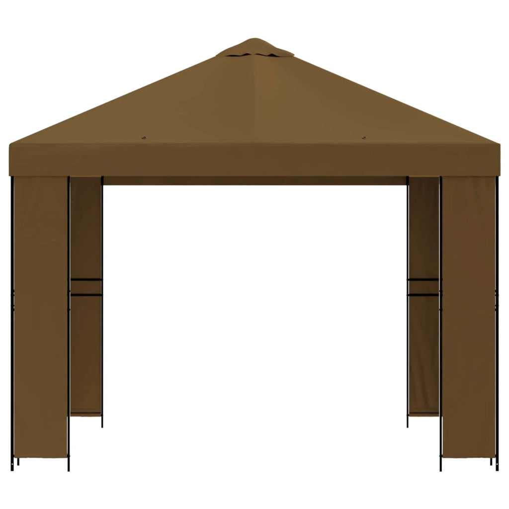 Gazebo 3 x 3 m Tortora Poliestere e Acciaio 190 gsm