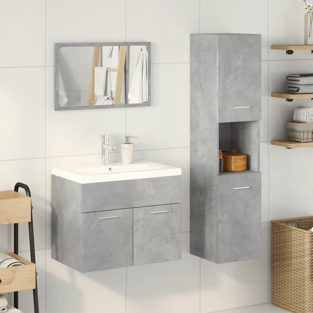 Set Mobili da Bagno 4 pz Grigio Cemento in Legno Multistrato 3324880