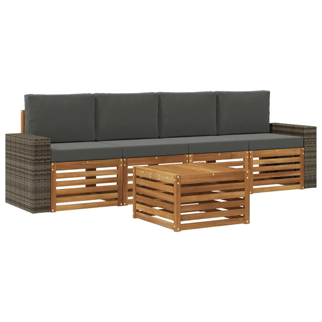 Set di divani da esterno 5 pz Naturale e Antracite 3384008