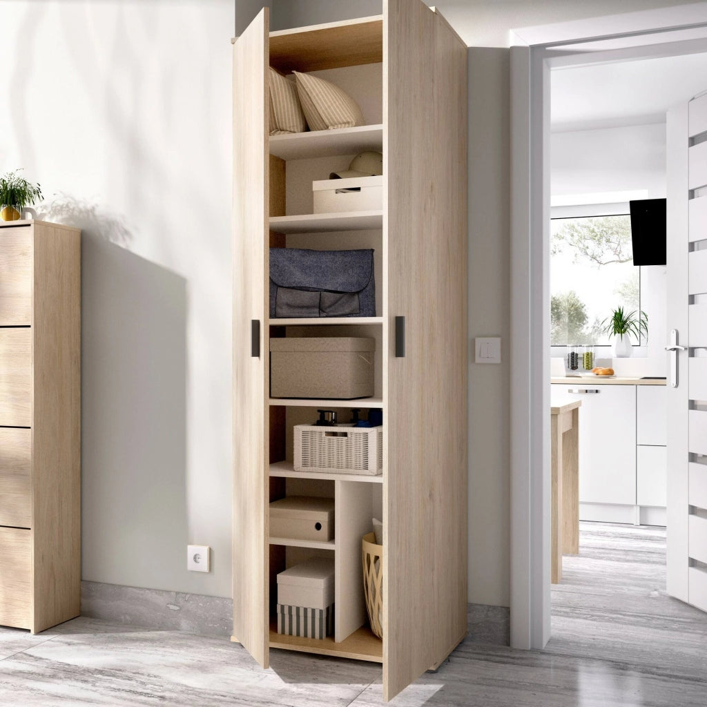 Armadio multiuso Apro, Mobile multifunzione portaoggetti, Guardaroba a 2 ante, 61x35h190 cm, Rovere