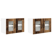 Pensile da cucina | Mobile in vetro da parete PORTO 2 pz Legno vecchio