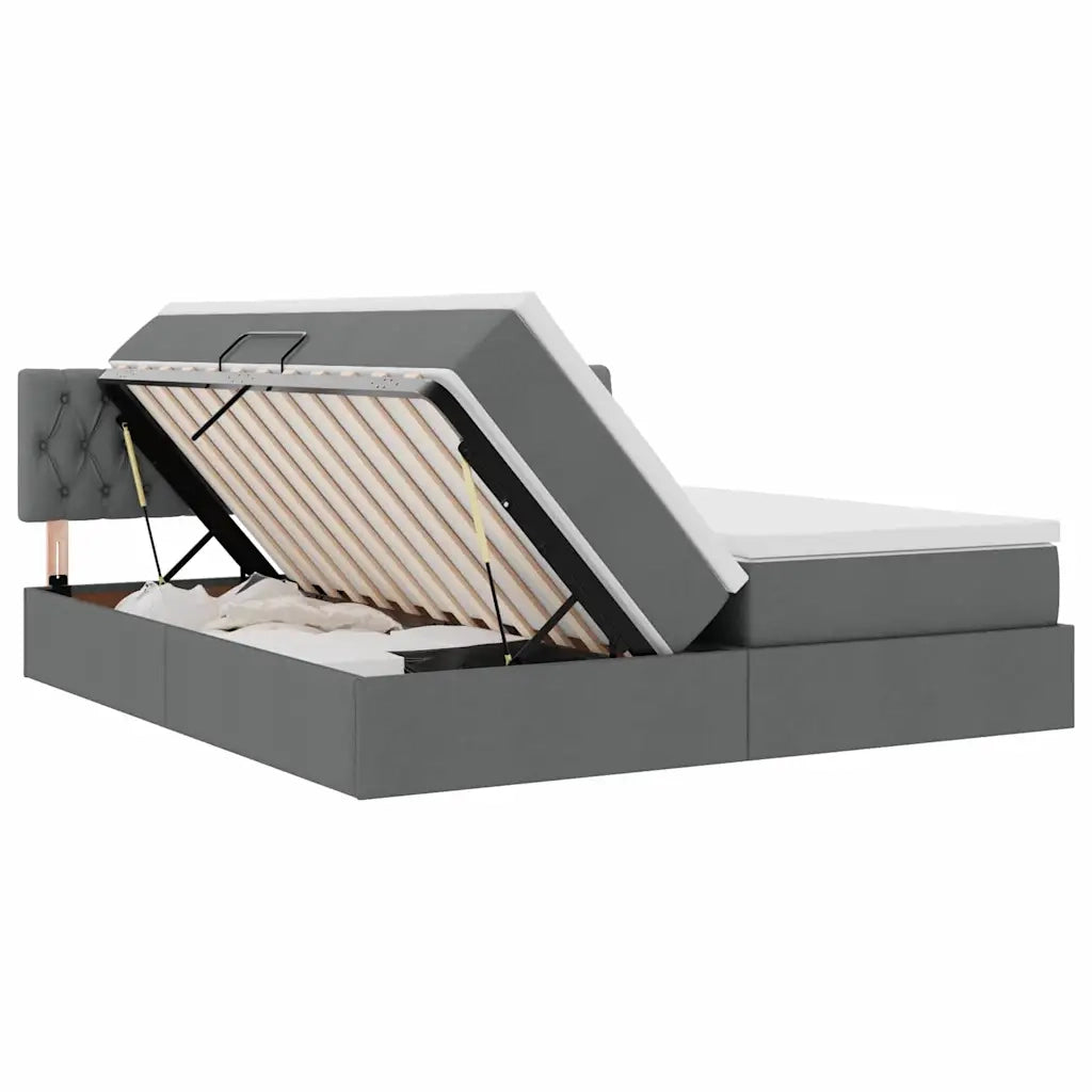 Letto con contenitore LED e materasso Grigio Scuro 180 x 200 cm
