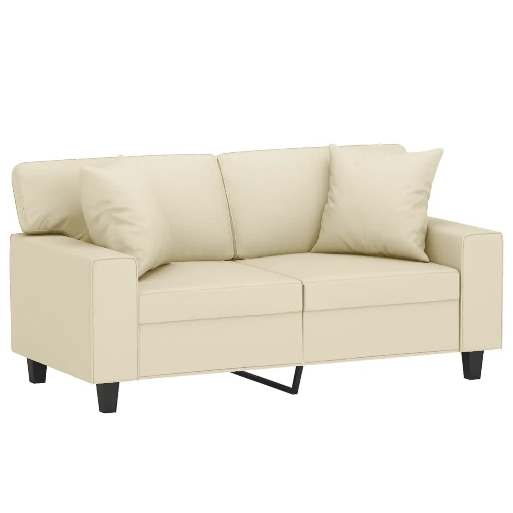 Divano a 2 Posti con Cuscini-Sofa 2 Posti con Cuscini Crema 120 cm in Similpelle 791021