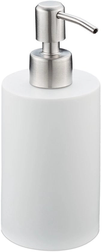 Pompa per sapone - dispensatore di sapone moderno - 180 ml - bianco - poliressina e acciaio inossidabile