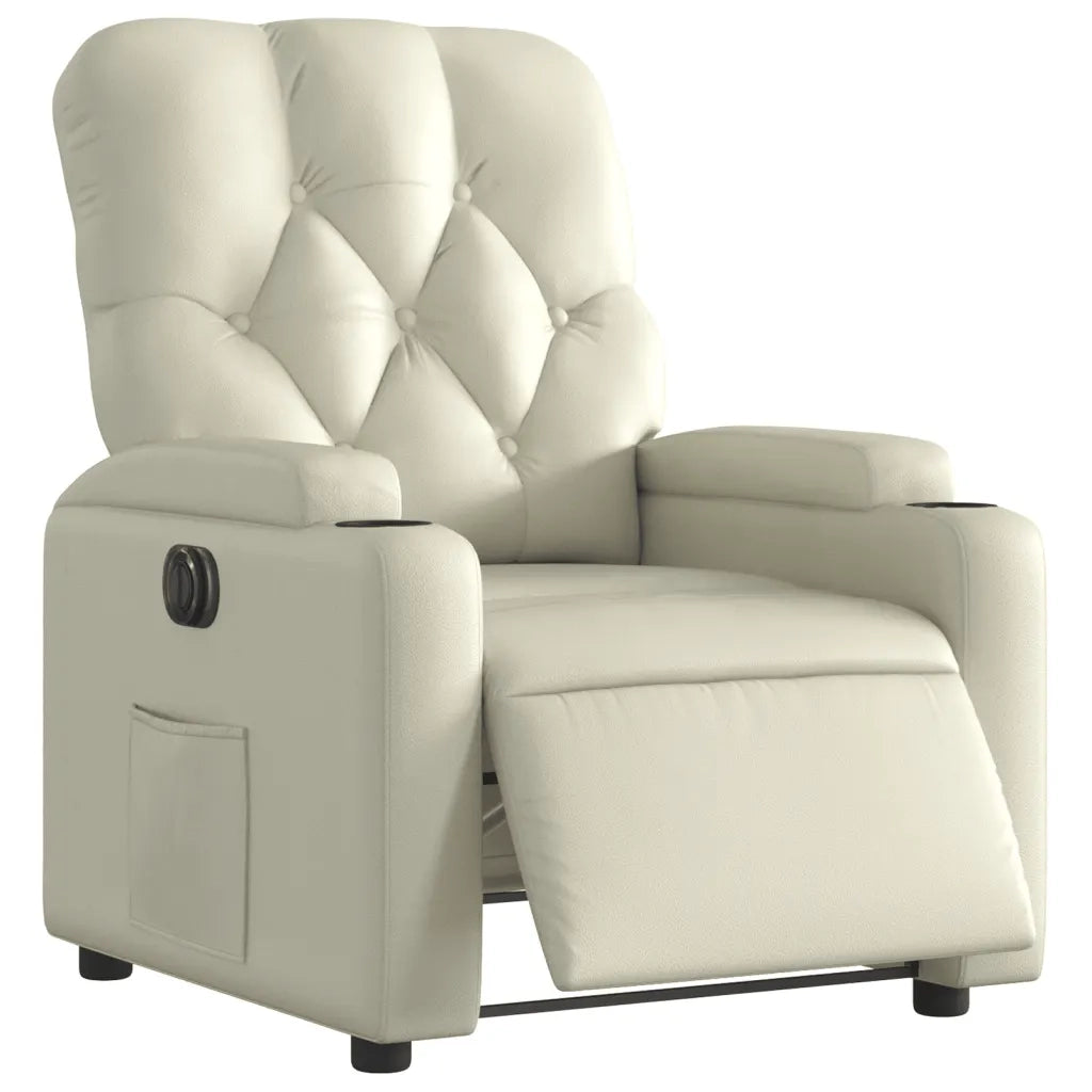 VidaXL Poltrona Reclinabile Elettrica Crema in Similpelle