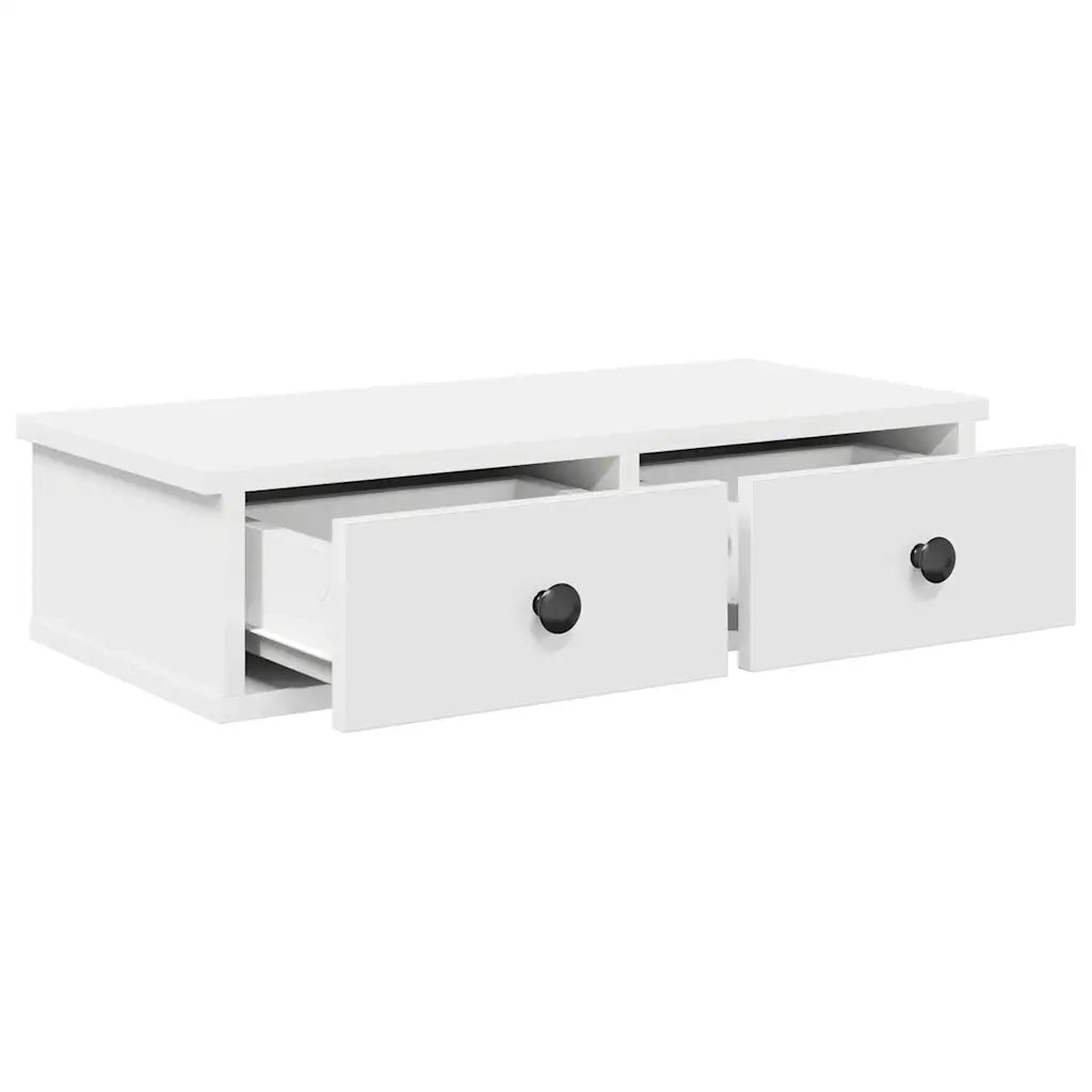 Scaffale a Parete con Cassetti Bianco 60x28x15 cm in Truciolato 859941