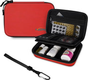 Organizzatore di pillole - Borsa medica trasportabile per viaggio - Resistente allo shock e impermeabile - Ideale per medicinali e vitamine - Rosso - Large