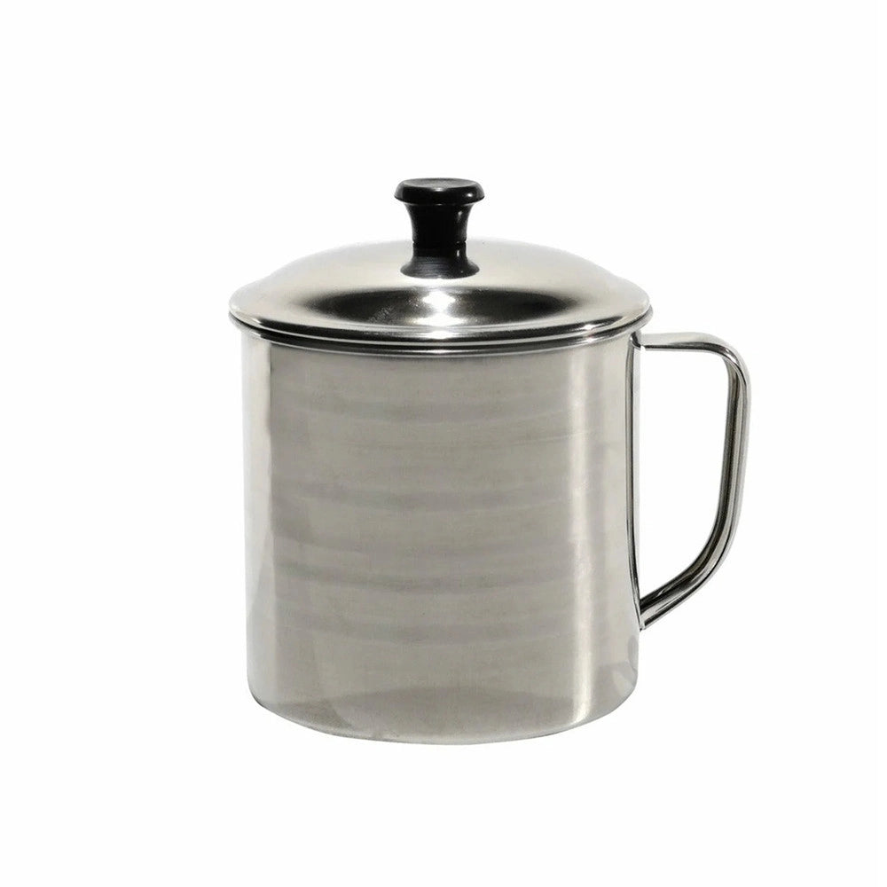 Trade Shop - Bollilatte In Acciaio Inox H17xø11cm Con Coperchio Capacità Pentolino 850 Ml Fondo Spesso -