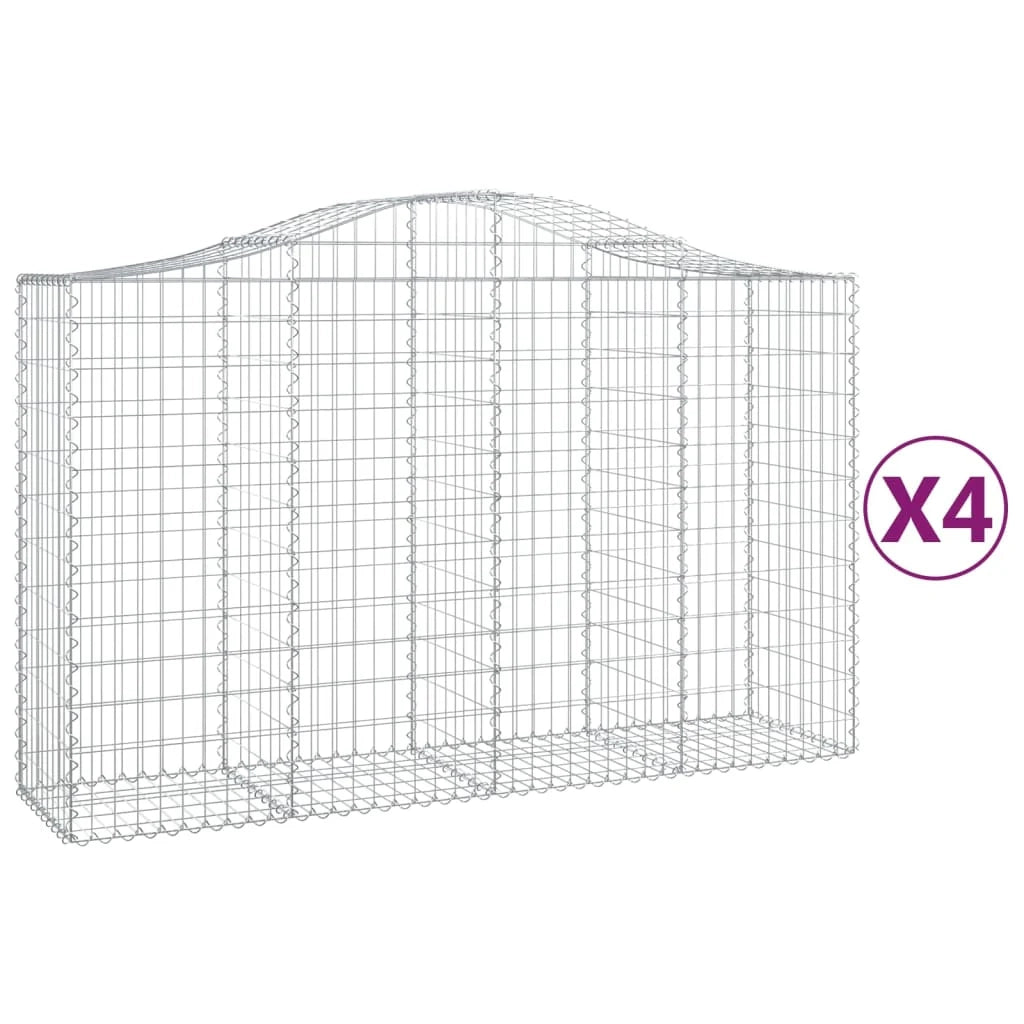 Set di 4 gabbioni ad arco per recinzione gabbia o muro di contenimento 200 x 50 x 120/140 cm ferro zincato argento 02_0041438