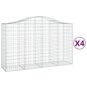 Set di 4 gabbioni ad arco per recinzione gabbia o muro di contenimento 200 x 50 x 120/140 cm ferro zincato argento 02_0041438