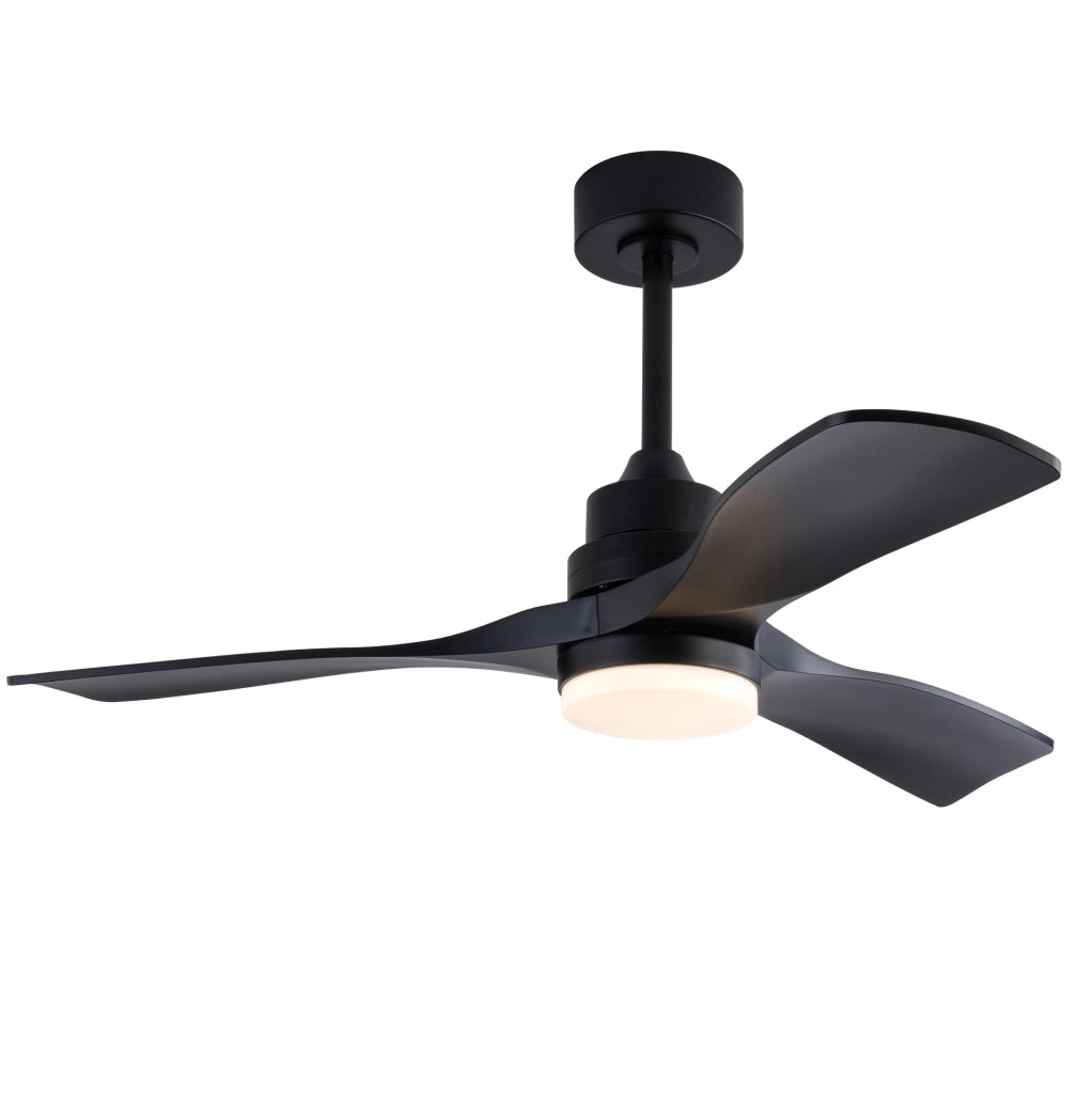 Ventilatore da soffitto 42 pollici con luce LED; telecomando; 3 pale; nero