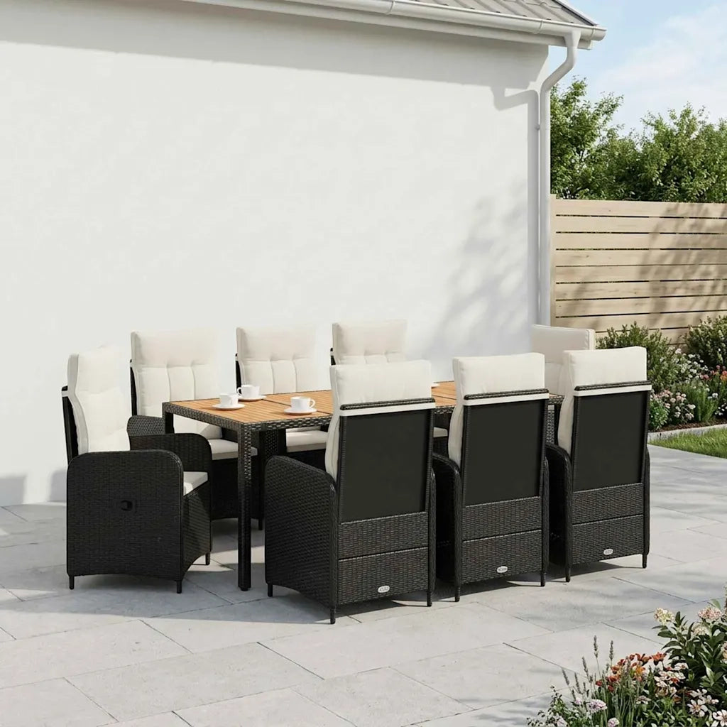 Set da pranzo per esterni 9 pz Nero e Bianco Crema 3422277
