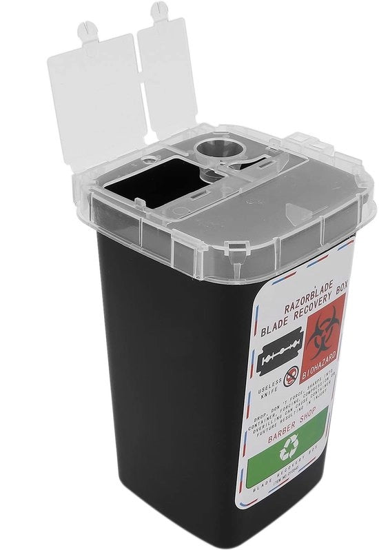 Contenitore per rifiuti - Scatola per rifiuti - Contenitore per residui - Contenitore per residui da taglio - Contenitore per residui da barba - Nero - Contenitore per rifiuti