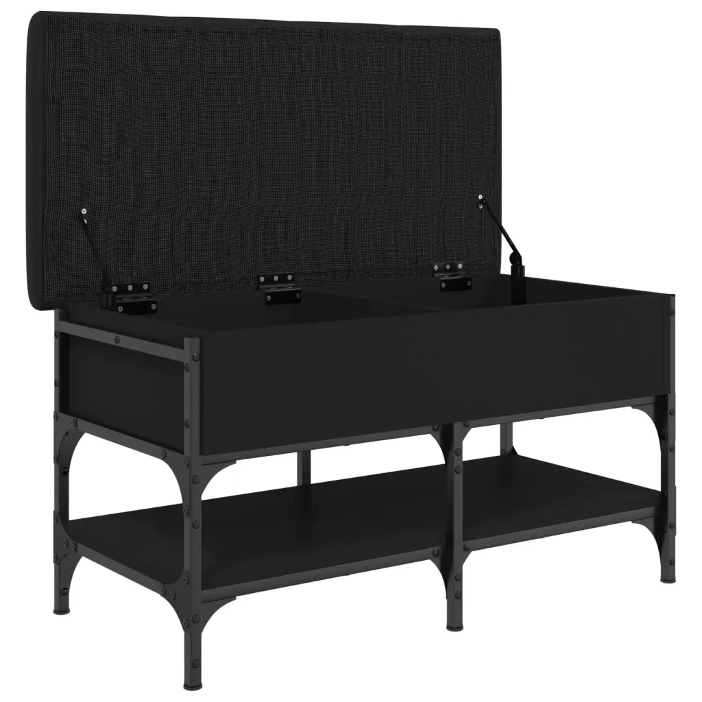 Panca Porta Scarpe-Sgabello-Panca Scarpiera Nera 82x42x45 cm in Legno Multistrato