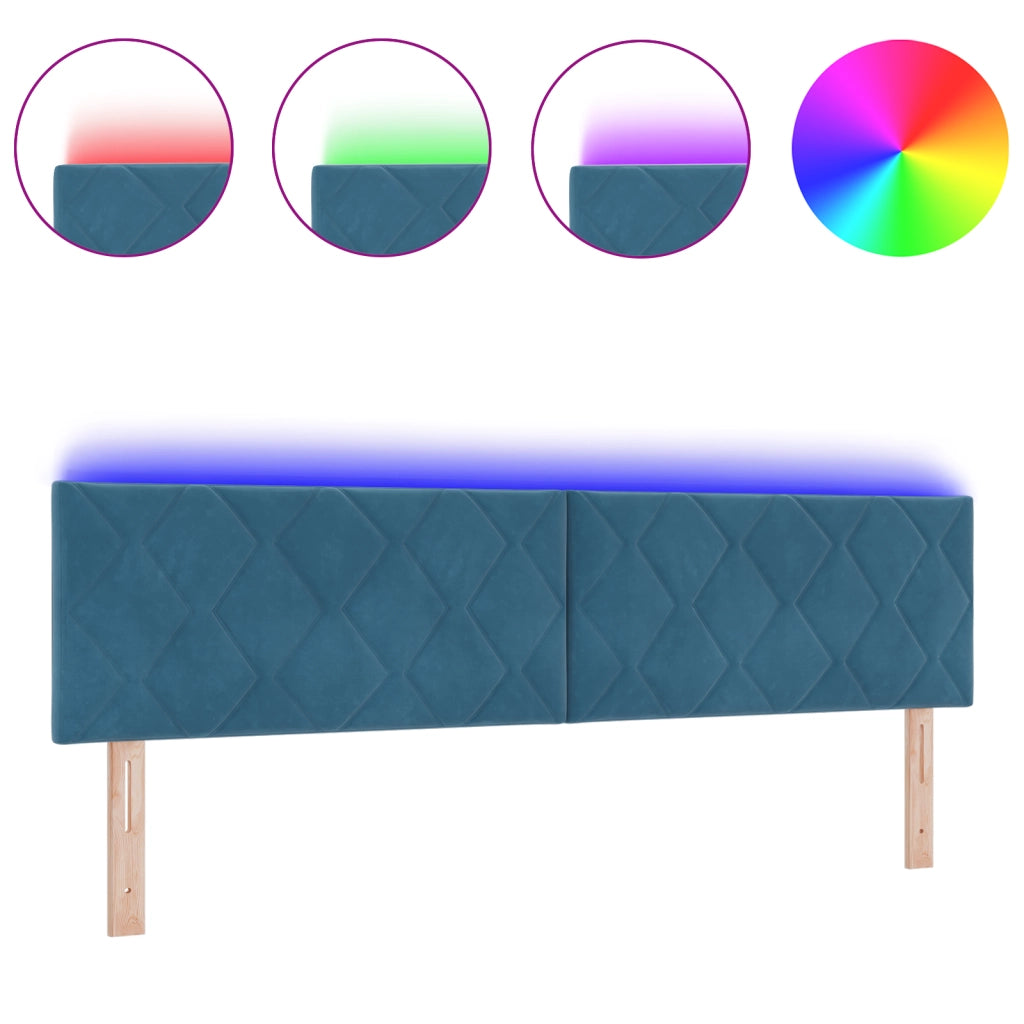 Testata LED Design a Blocchi di Diamante Blu Scuro 180 cm Velluto