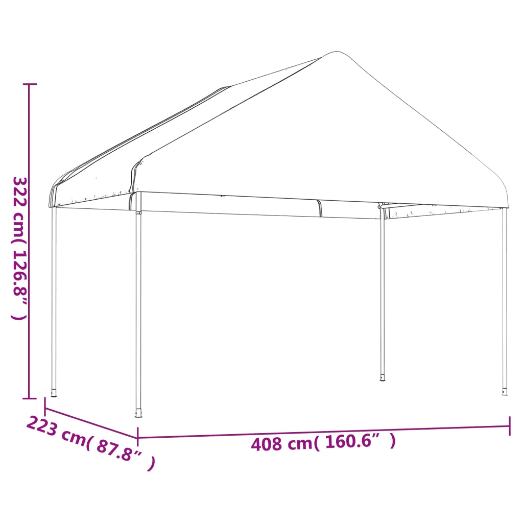 Gazebo | Pergolato con Tetto Bianco 6,69x4,08x3,22 m in Polietilene