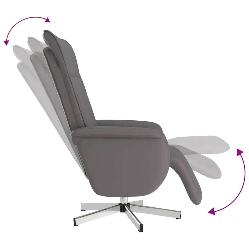Poltrona Reclinabile Massaggiante | Sedia Relax Poggiapiedi Grigia Similpelle