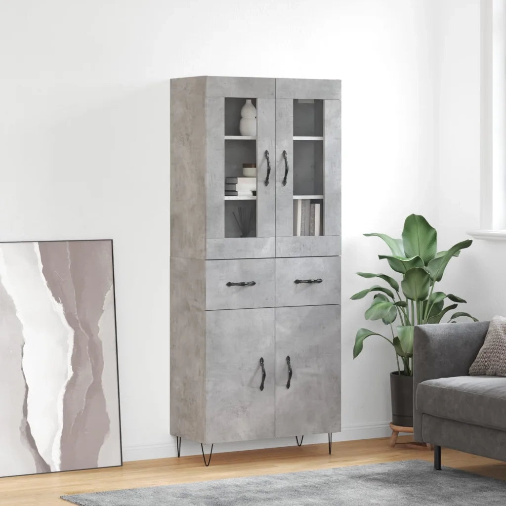 Credenza Grigio Cemento 69,5x34x180 cm in Legno Multistrato 3198565