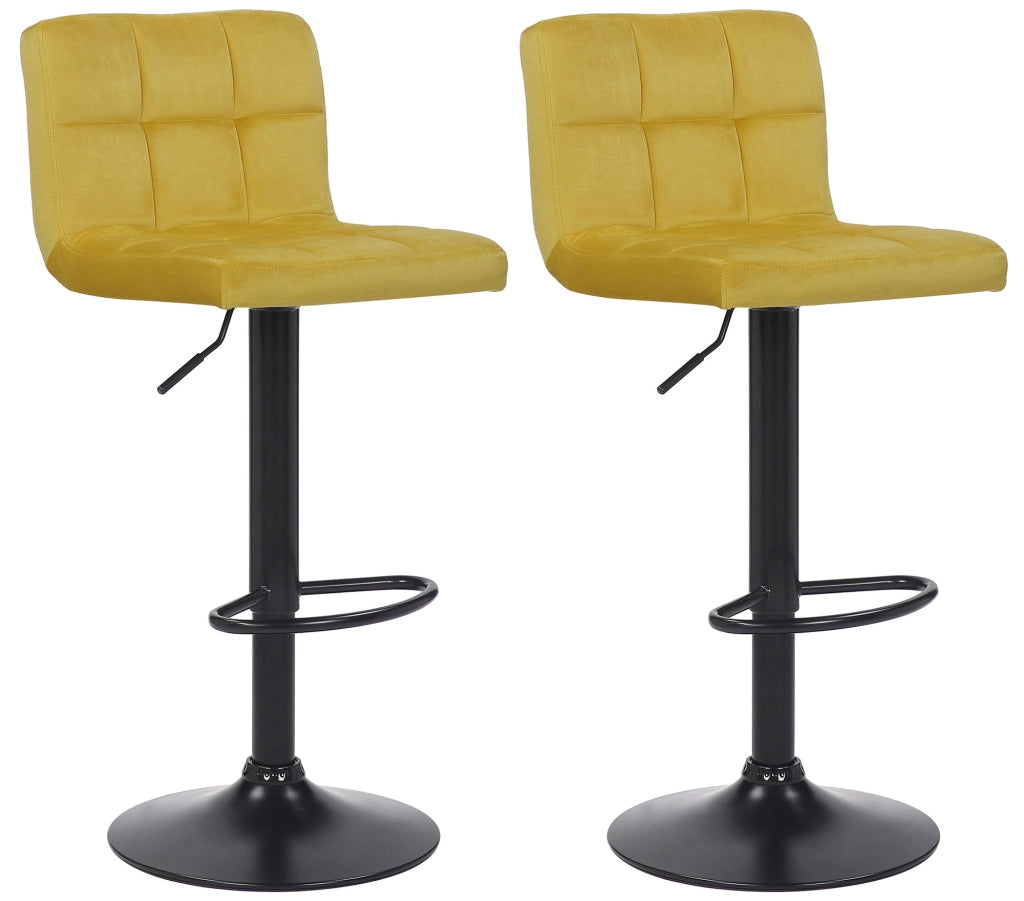 Set di 2 sgabelli bar Feni in velluto giallo