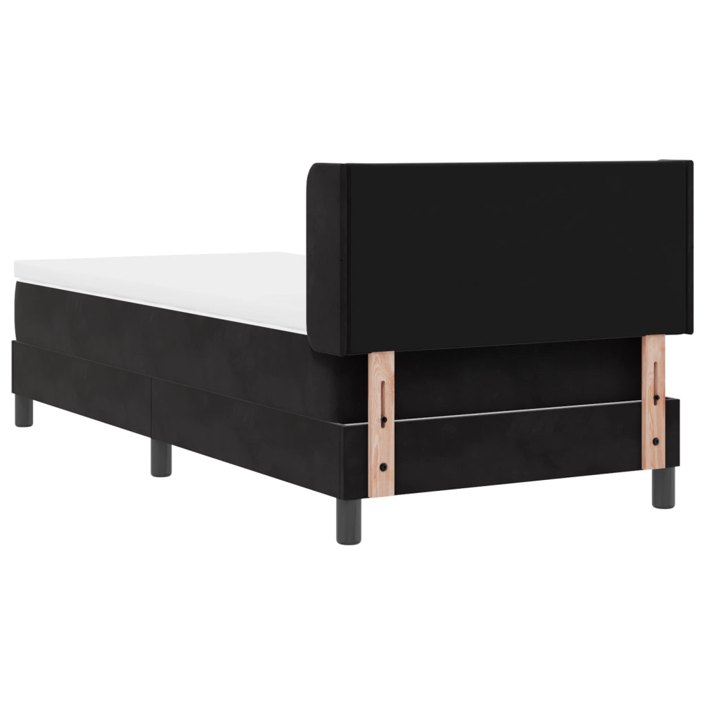 Letto con Rete a Molla e Materasso Nero 100x200 cm Velluto