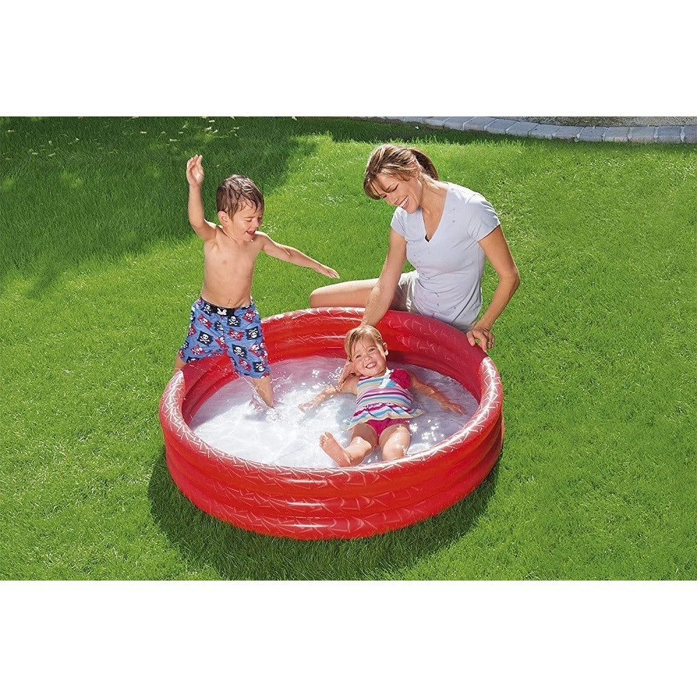 Trade Shop - Piscina Gonfiabile 122x25cm Tinta Unita Effetto Ghiaccio 3 Anelli Giardino 51025 -