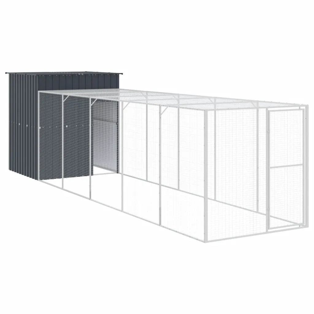 Pollaio con Area Corsa Antracite 165x659x181 cm Acciaio Zincatocod mxl 69751