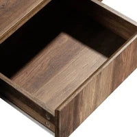 Tavolino in Legno Effetto Naturale con Cassetto Senza Maniglia, Scomparto Anteriore e Posteriore, Tavolino da Salotto Spazioso, Antracite, Nero + Grigio